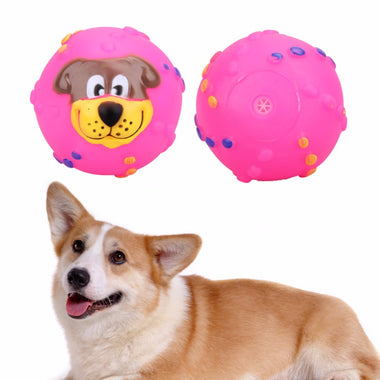 Soft Rubber Dog Face Chew Squeaker
