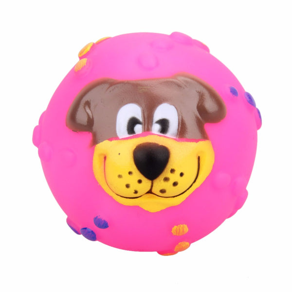 Soft Rubber Dog Face Chew Squeaker