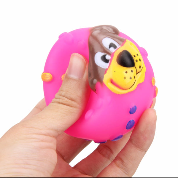 Soft Rubber Dog Face Chew Squeaker