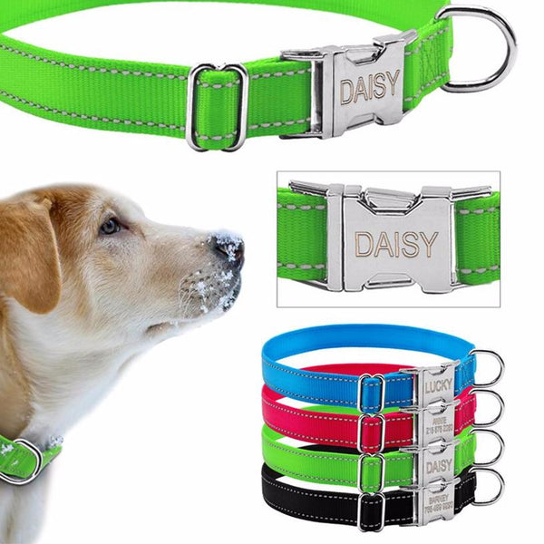 Reflective Engraved Dog Collar