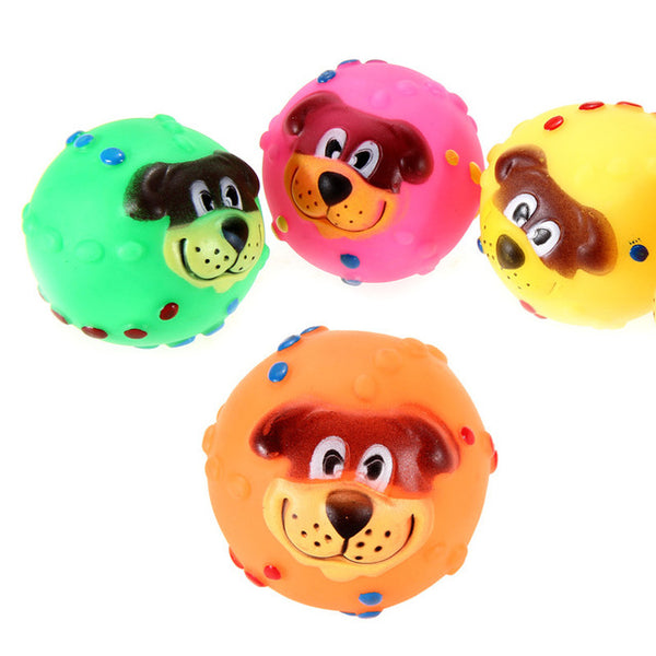 Soft Rubber Dog Face Chew Squeaker